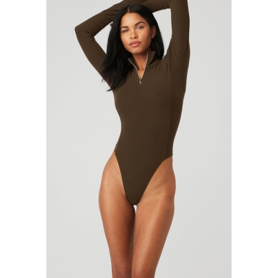 Alo Yoga Rise-Up Bodys Damen Kaffee | TIVNPB567