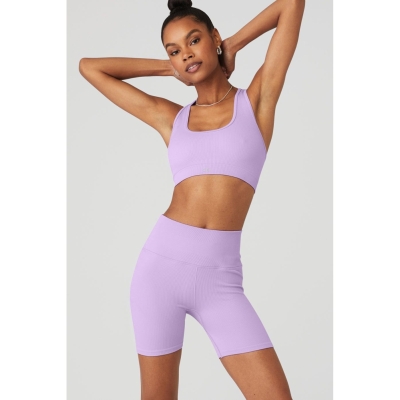 Alo Yoga Seamless Gerippt BHs Damen Lila | QXUFPI392