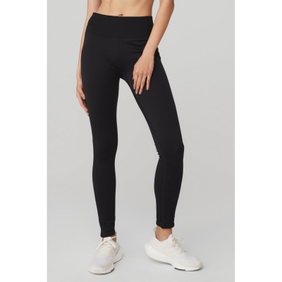 Alo Yoga Seamless High-Taille Gerippt Leggings Damen Schwarz | VPEQDU150