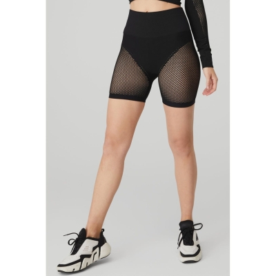 Alo Yoga Seamless High-Taille Limitless Open Air Kurze Hose Damen Schwarz | LIBHXP820