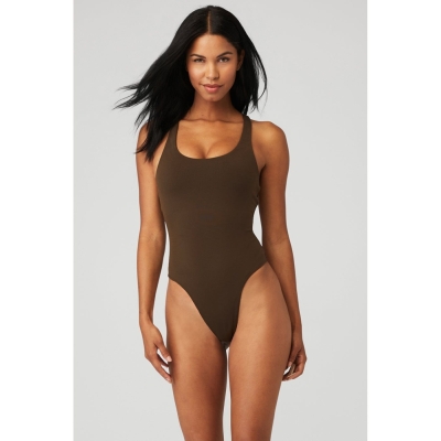 Alo Yoga Sleek Back Bodys Damen Kaffee | FUZIJQ834