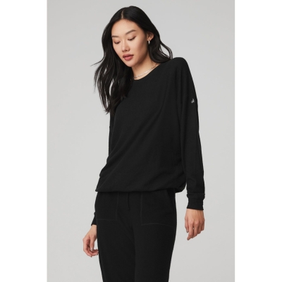 Alo Yoga Soho Pullover Damen Schwarz | QPSWLB180