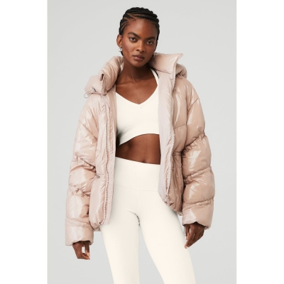 Alo Yoga Stunner Puffer Jacke Damen Grau Rosa | IFOKMD349