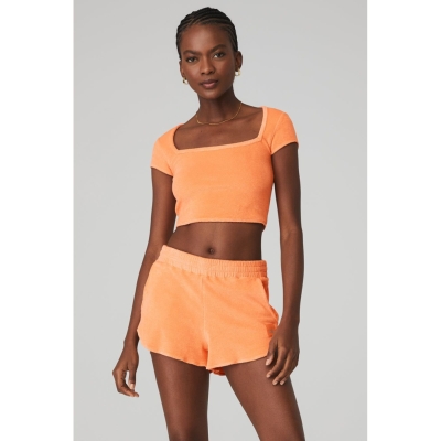 Alo Yoga Terry Beachside Short Sleeve Damen Orange | FNSZYA579