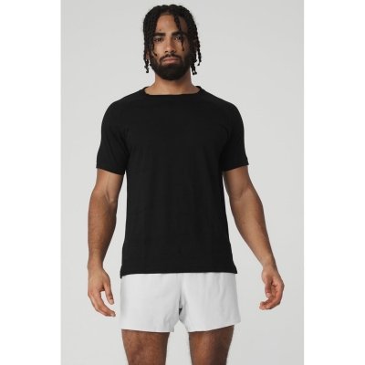 Alo Yoga The Triumph Crew Neck Tee Short Sleeve Herren Schwarz | LVIQEK645