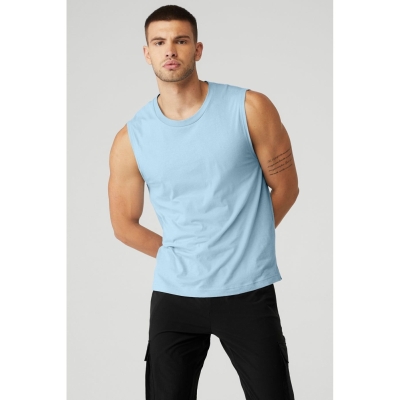 Alo Yoga The Triumph Muscle Muskelshirt Herren Blau | UMIKOG249