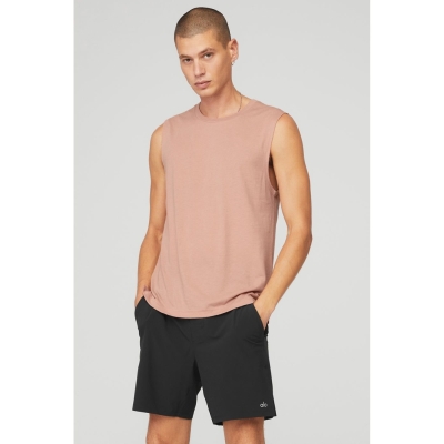 Alo Yoga The Triumph Muscle Muskelshirt Herren Rosa Grau | XBMCEY853