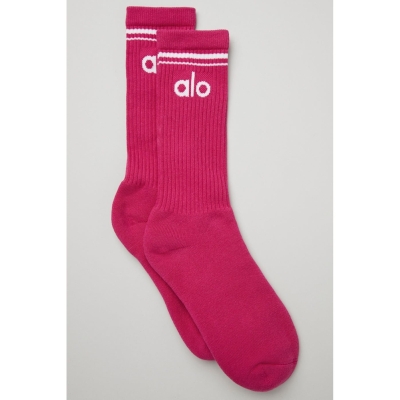 Alo Yoga Throwback Socken Damen Bordeaux Weiß | BMEIAQ976