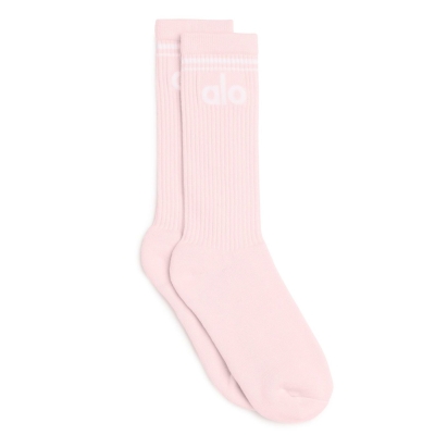 Alo Yoga Throwback Socken Damen Rosa Weiß | YHANPO625