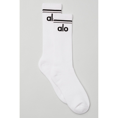 Alo Yoga Throwback Socken Herren Weiß Schwarz | VWAPNK078