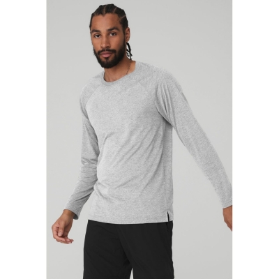 Alo Yoga Triumph Tee Long Sleeve Herren Grau | VHTUYR814