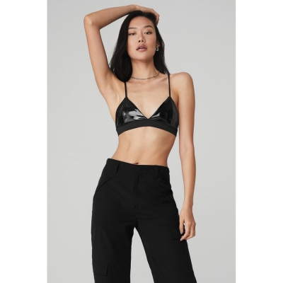 Alo Yoga Vinyl Sleek BHs Damen Schwarz | CAWQVR702