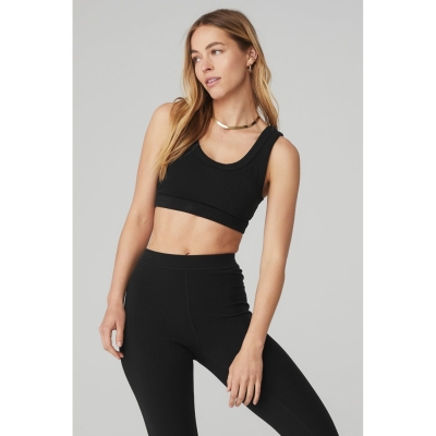 Alo Yoga Wellness BHs Damen Schwarz | BSOMUF105