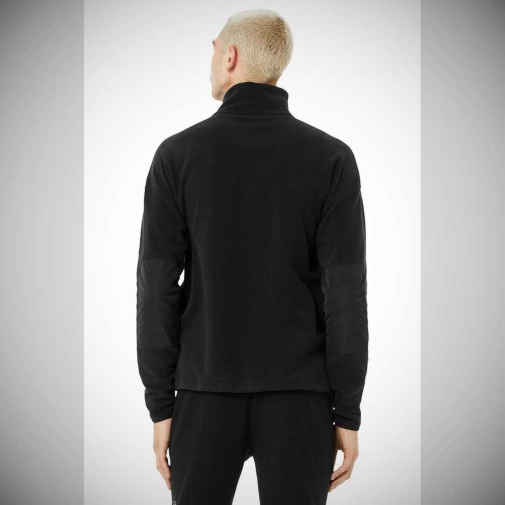 Alo Yoga 1/2 Zip Mammoth Polar Oberbekleidung Herren Schwarz | OUIACF245