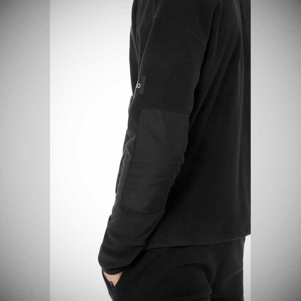 Alo Yoga 1/2 Zip Mammoth Polar Oberbekleidung Herren Schwarz | OUIACF245