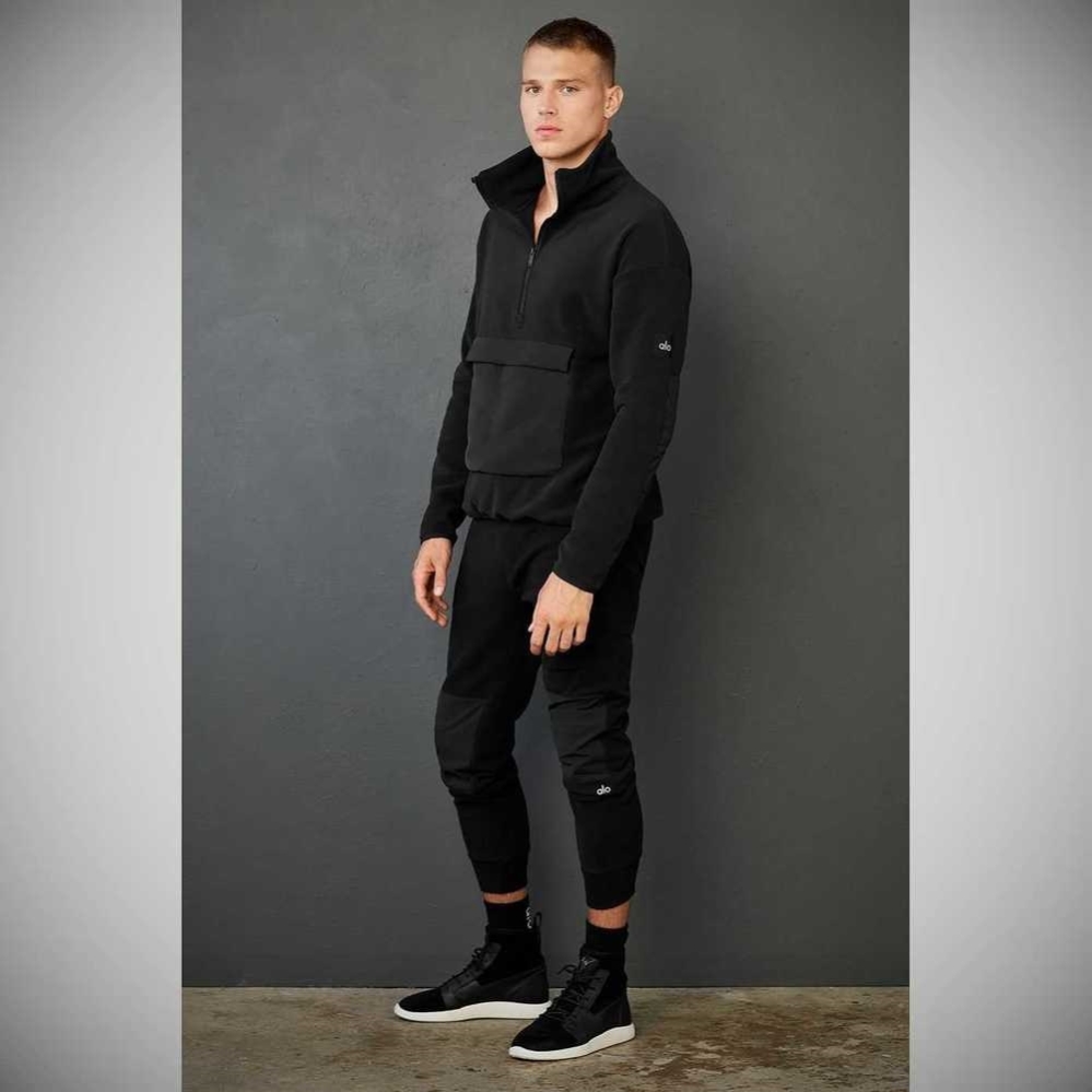 Alo Yoga 1/2 Zip Mammoth Polar Oberbekleidung Herren Schwarz | OUIACF245