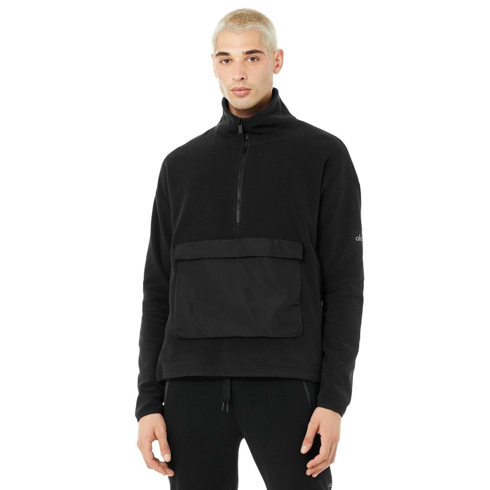 Alo Yoga 1/2 Zip Mammoth Polar Oberbekleidung Herren Schwarz | OUIACF245