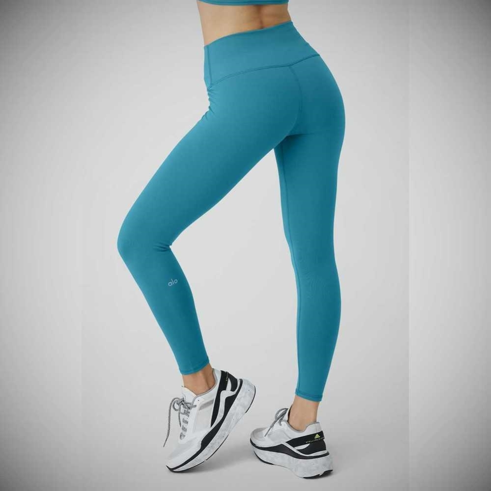 Alo Yoga 7/8 High-Taille Airbrush Leggings Damen Blau | BJSNTM039