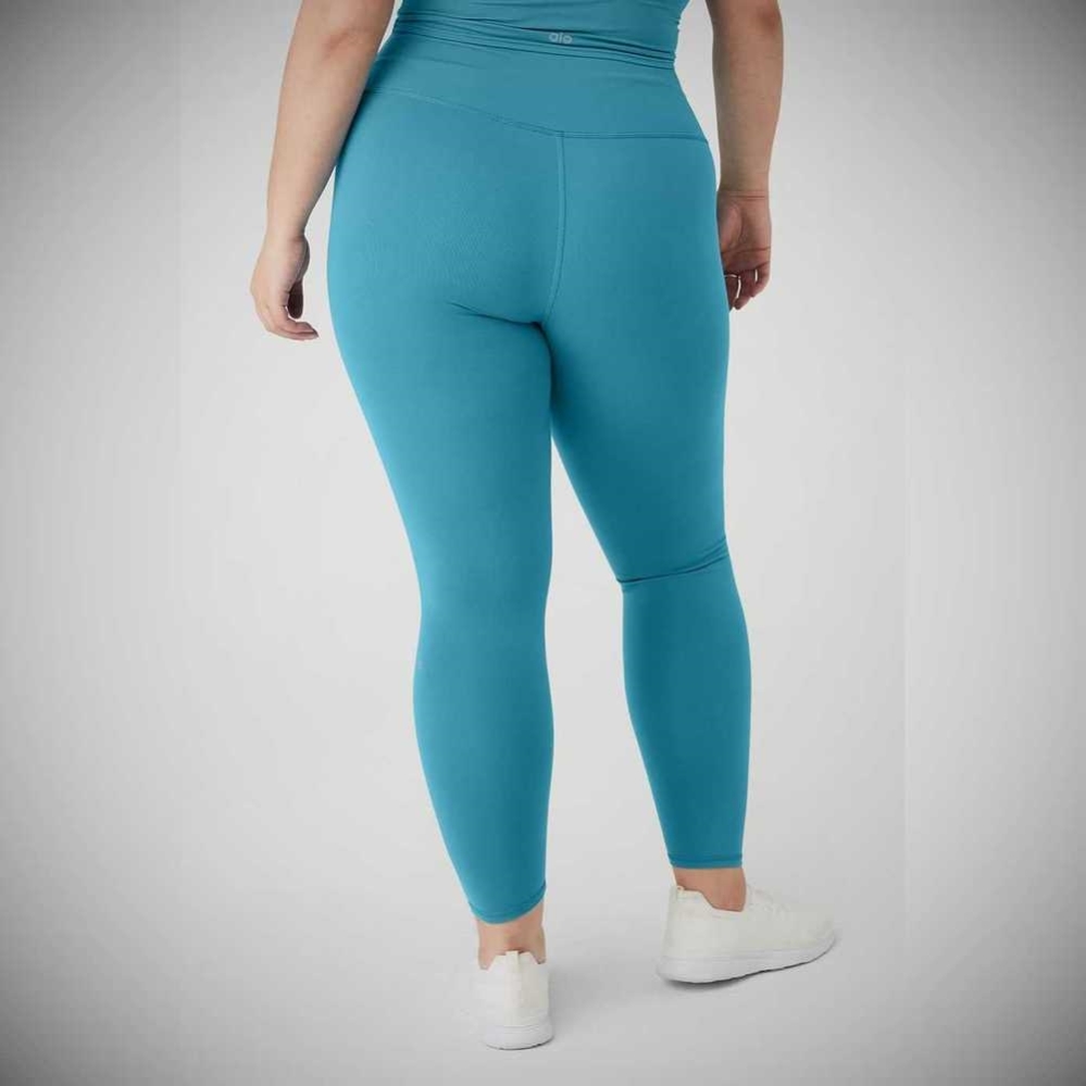 Alo Yoga 7/8 High-Taille Airbrush Leggings Damen Blau | BJSNTM039