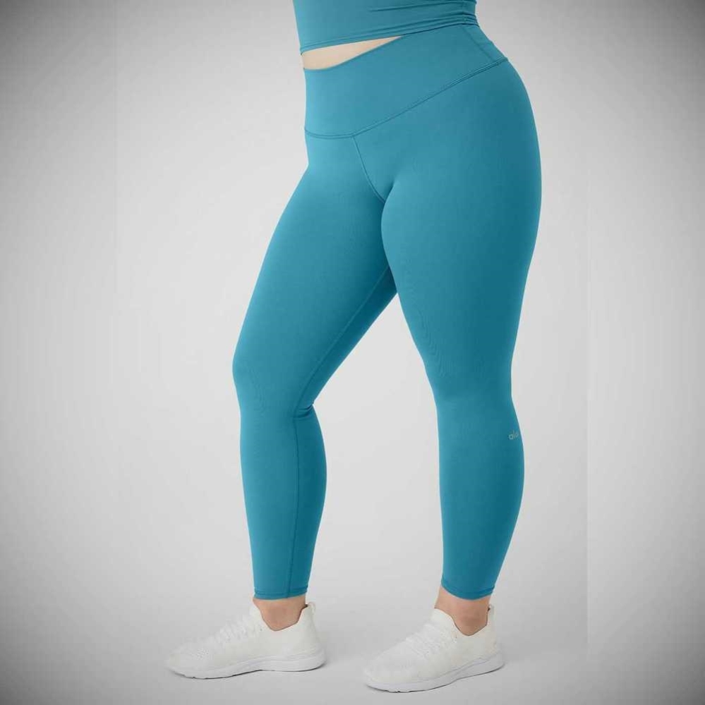 Alo Yoga 7/8 High-Taille Airbrush Leggings Damen Blau | BJSNTM039