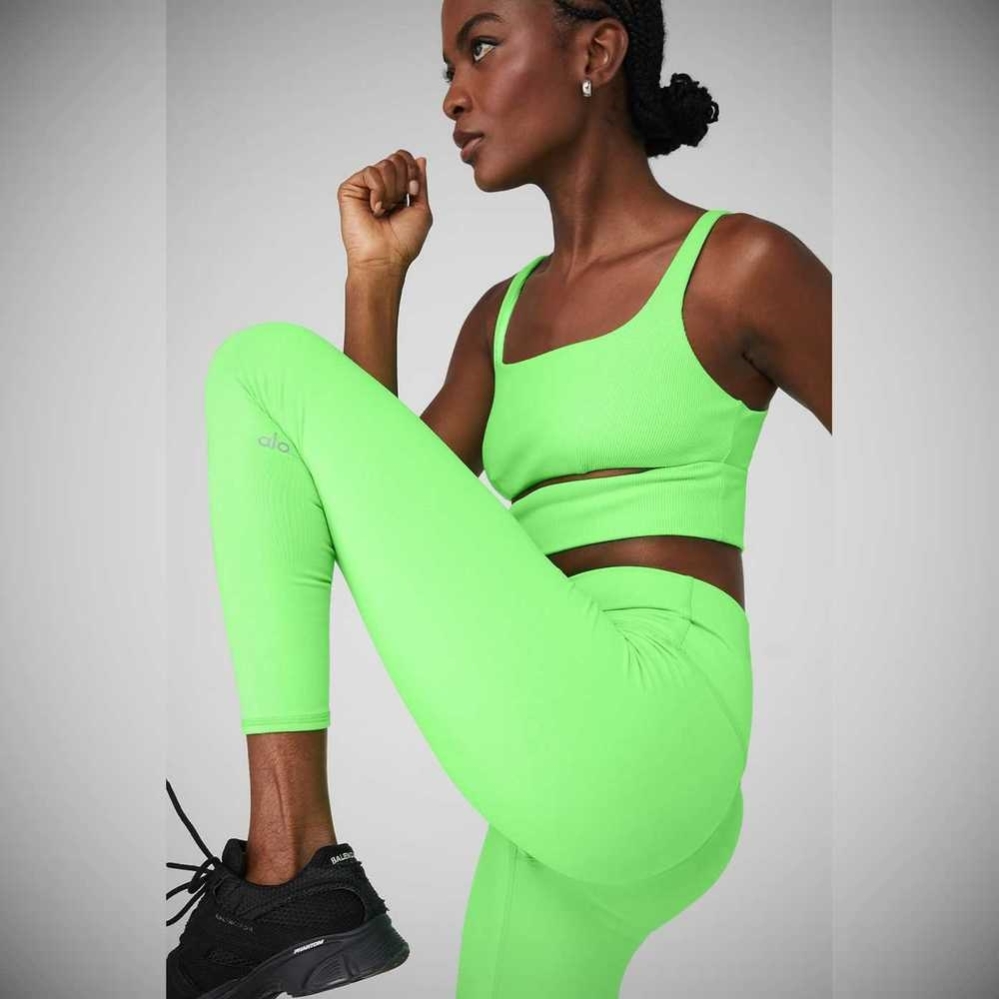 Alo Yoga 7/8 High-Taille Airbrush Leggings Damen Grün | EZGQDV703