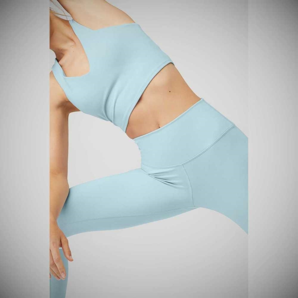 Alo Yoga 7/8 High-Taille Airbrush Leggings Damen Blau | FLJQKZ438