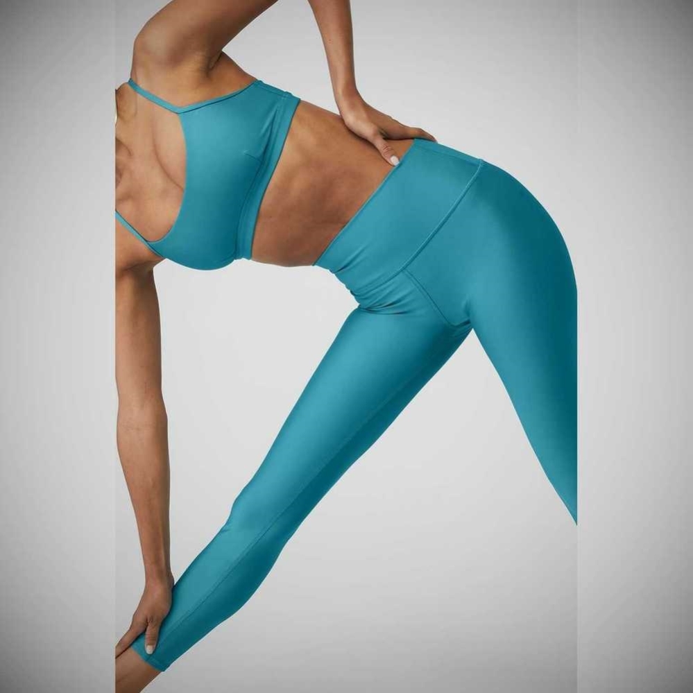 Alo Yoga 7/8 High-Taille Airlift Leggings Damen Blau | FJOIUR645