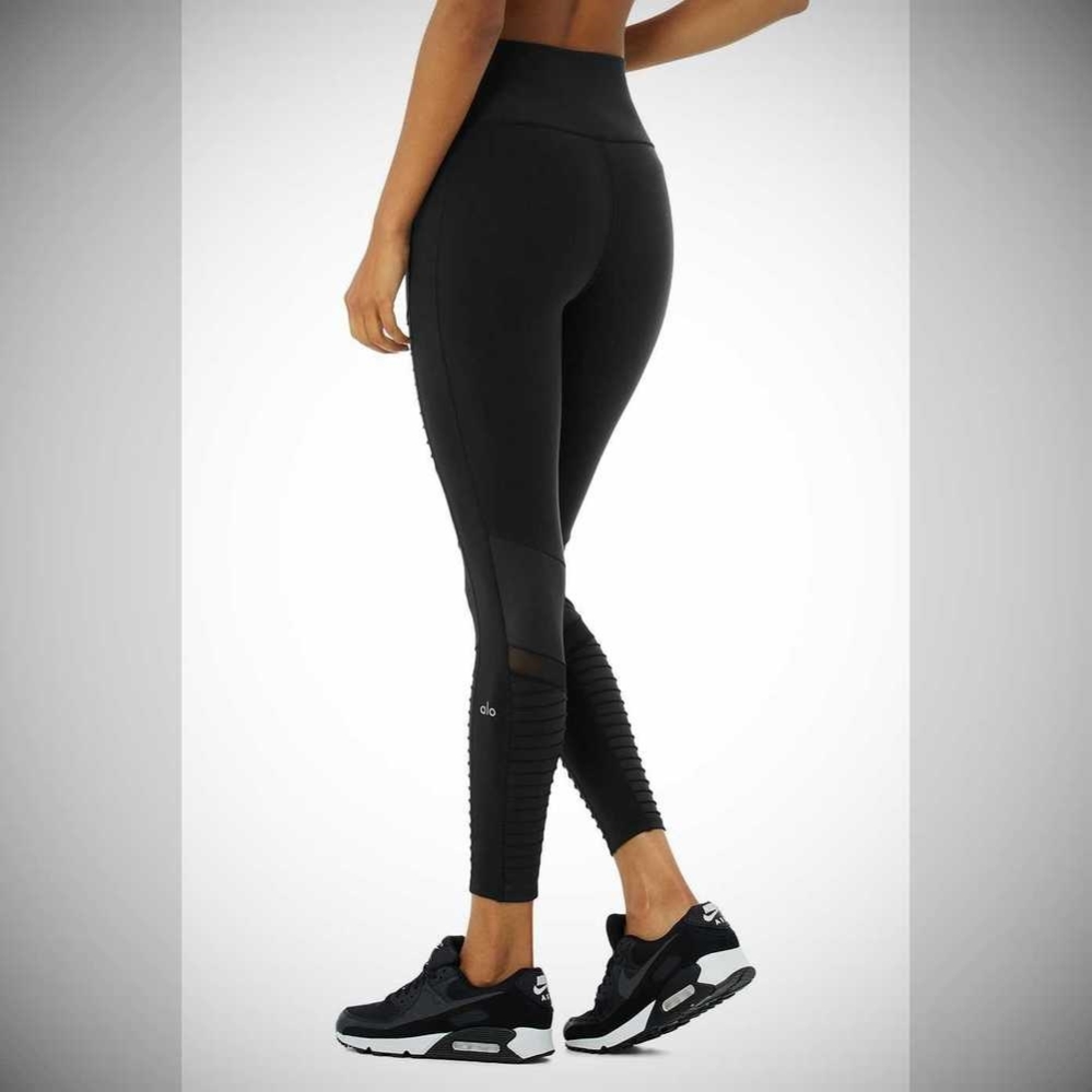 Alo Yoga 7/8 High-Taille Moto Leggings Damen Schwarz | EZWRJK859