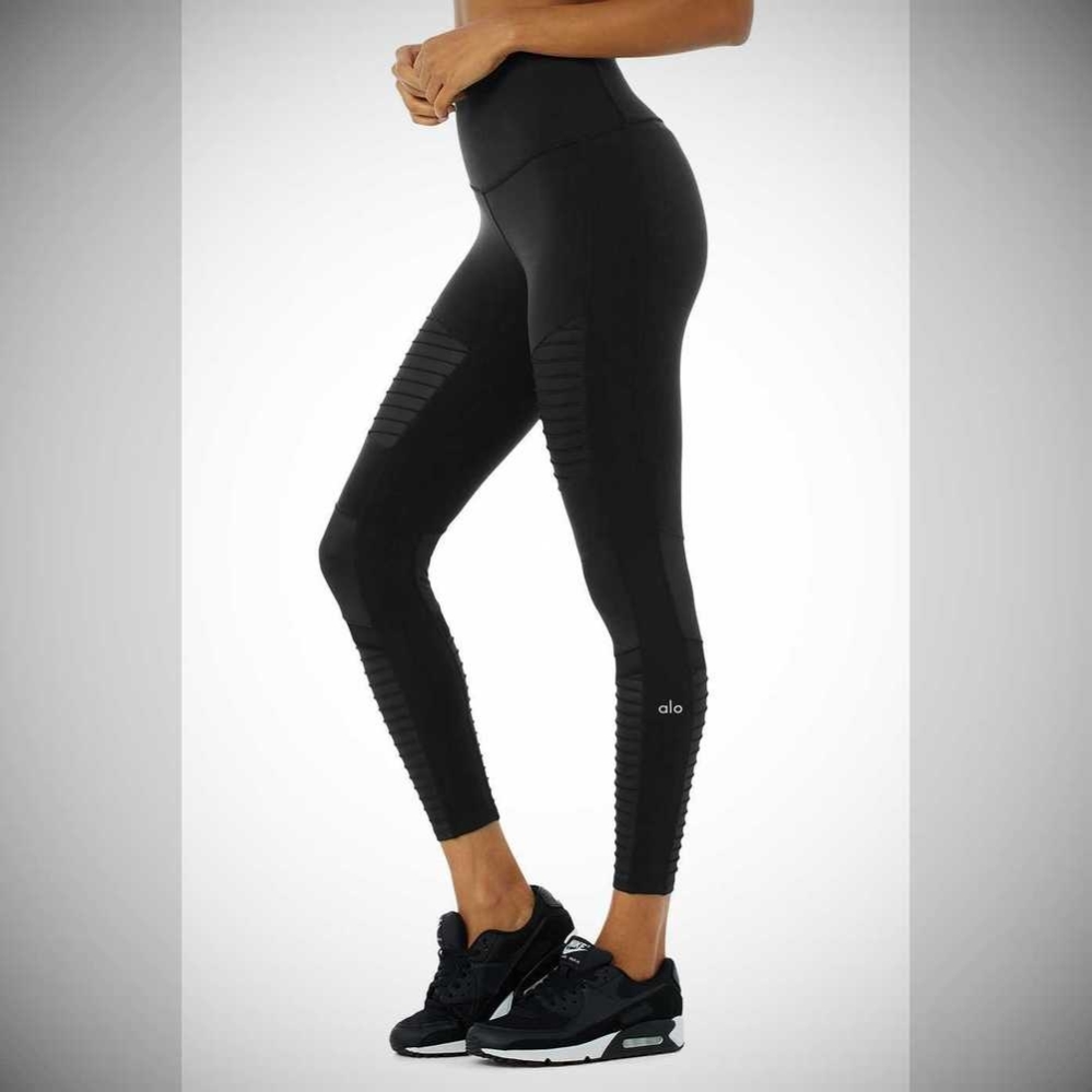 Alo Yoga 7/8 High-Taille Moto Leggings Damen Schwarz | EZWRJK859