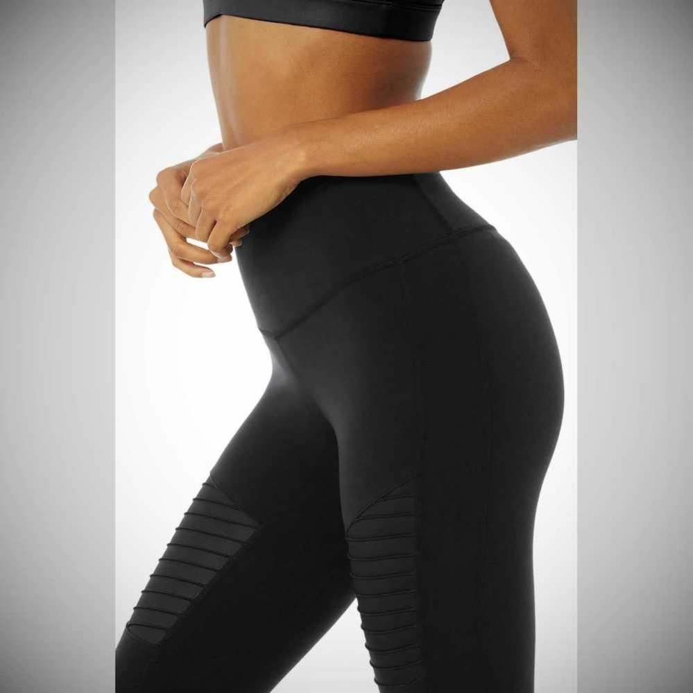 Alo Yoga 7/8 High-Taille Moto Leggings Damen Schwarz | EZWRJK859