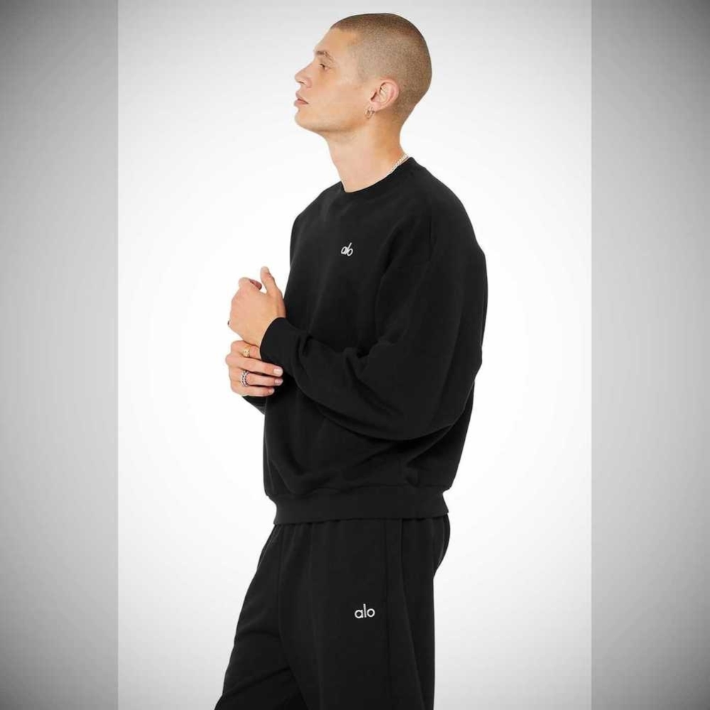 Alo Yoga Accolade Crew Neck Oberbekleidung Herren Schwarz | MTDJBU857