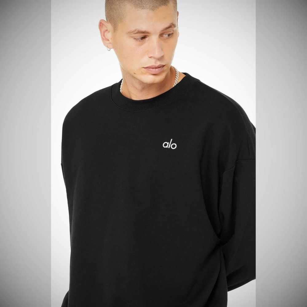 Alo Yoga Accolade Crew Neck Oberbekleidung Herren Schwarz | MTDJBU857