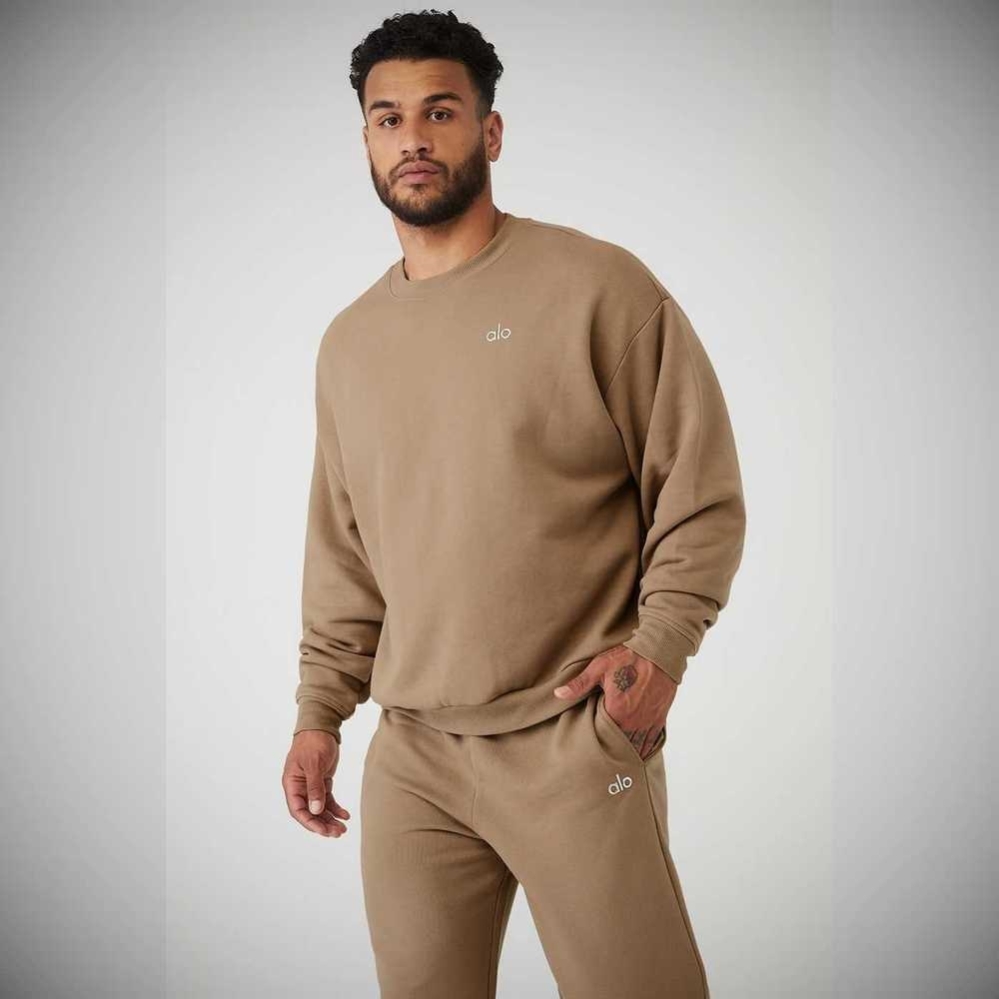 Alo Yoga Accolade Crew Neck Oberbekleidung Herren Braun | ONVBPM734