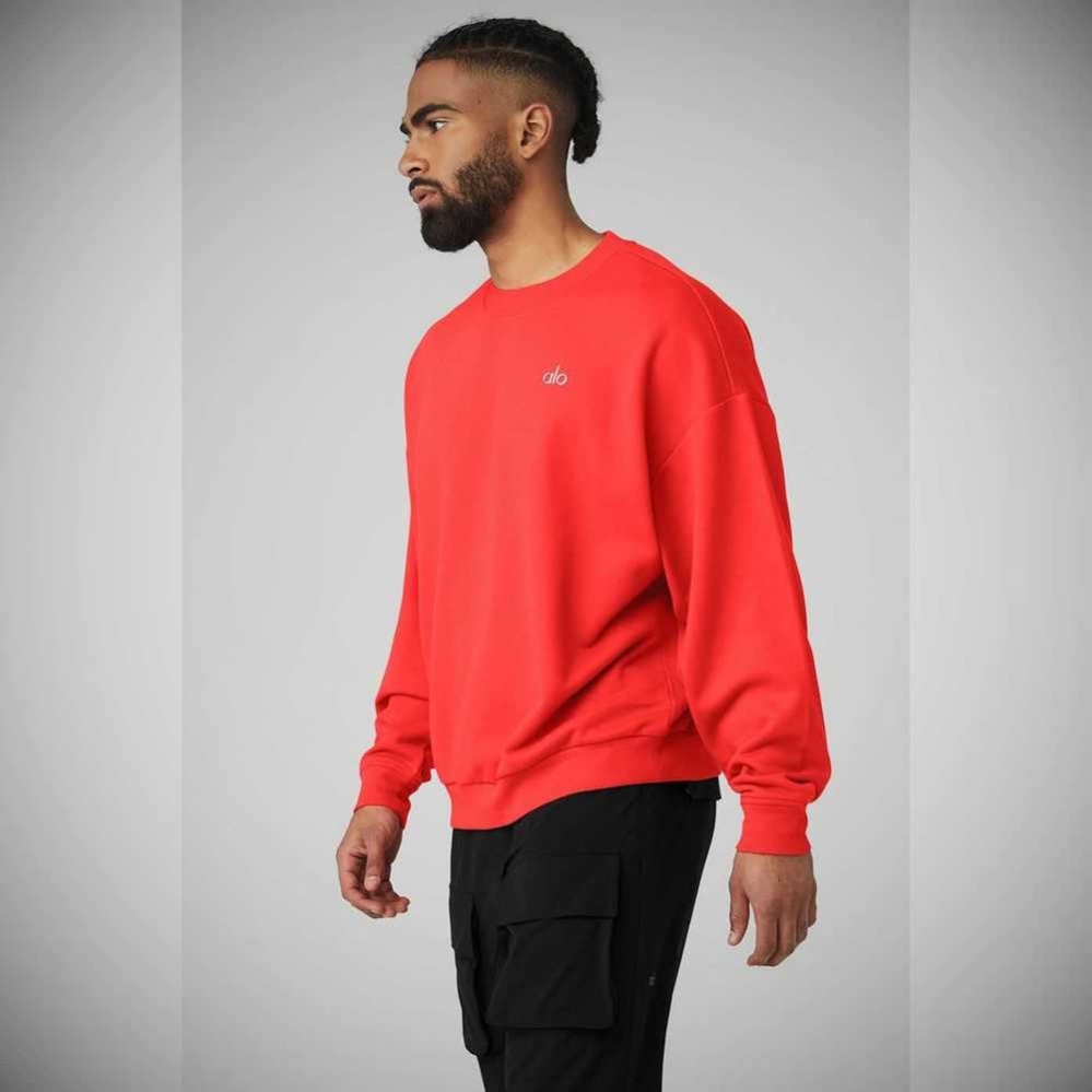 Alo Yoga Accolade Crew Neck Oberbekleidung Herren Rot | QDYHNB860