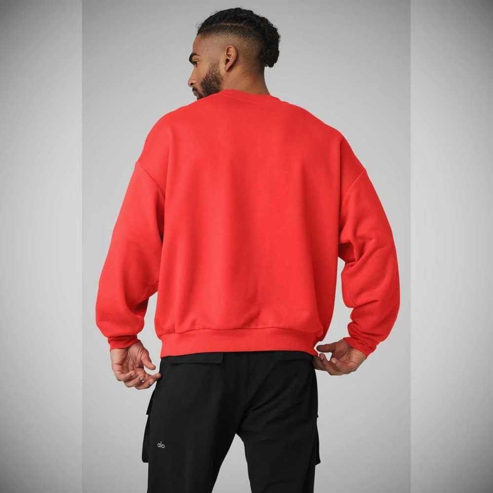 Alo Yoga Accolade Crew Neck Oberbekleidung Herren Rot | QDYHNB860