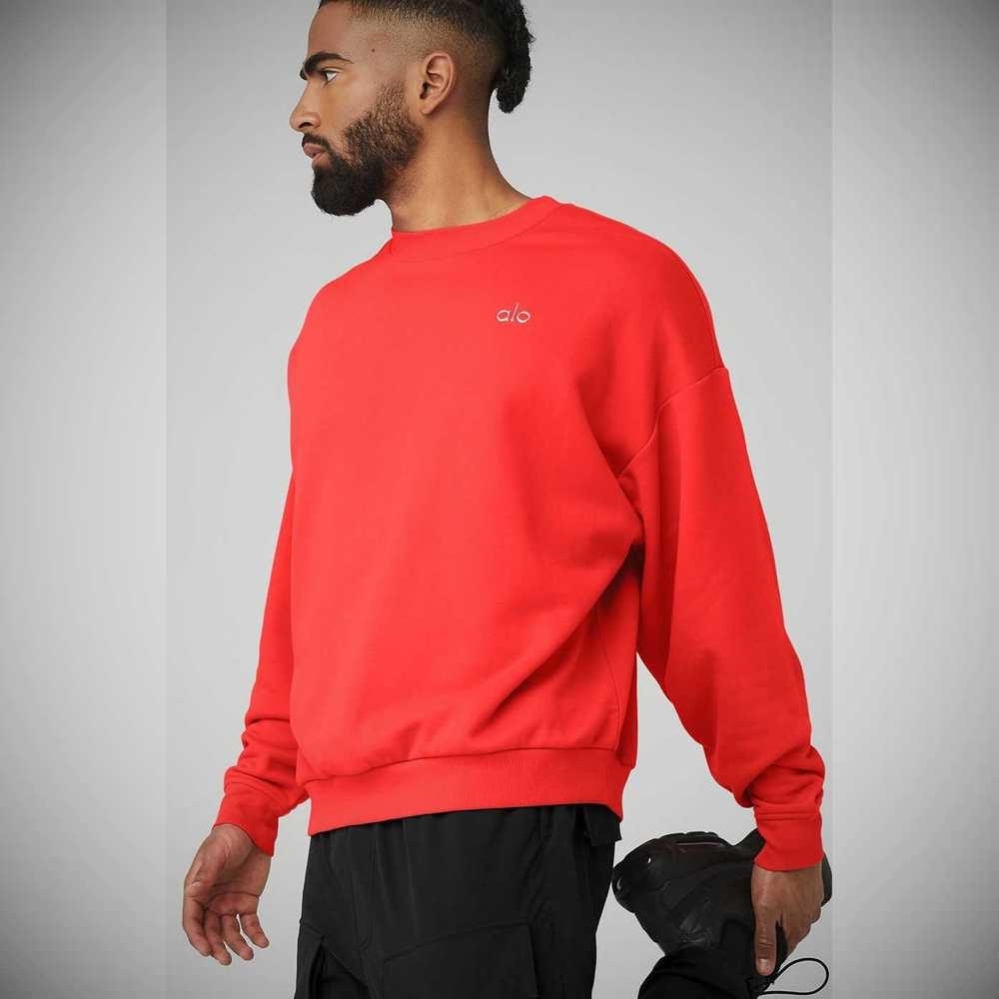 Alo Yoga Accolade Crew Neck Oberbekleidung Herren Rot | QDYHNB860