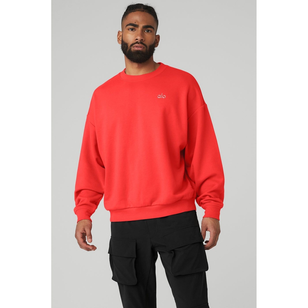 Alo Yoga Accolade Crew Neck Oberbekleidung Herren Rot | QDYHNB860