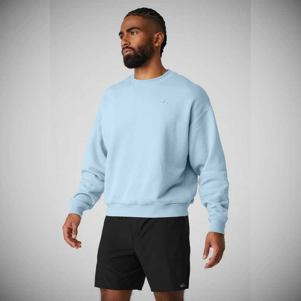 Alo Yoga Accolade Crew Neck Oberbekleidung Herren Blau | YGOEXJ391