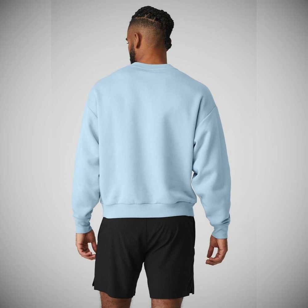 Alo Yoga Accolade Crew Neck Oberbekleidung Herren Blau | YGOEXJ391