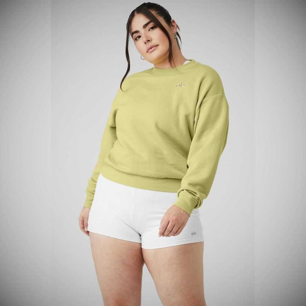 Alo Yoga Accolade Crew Neck Pullover Damen Grau Gelb | BAPLYN830