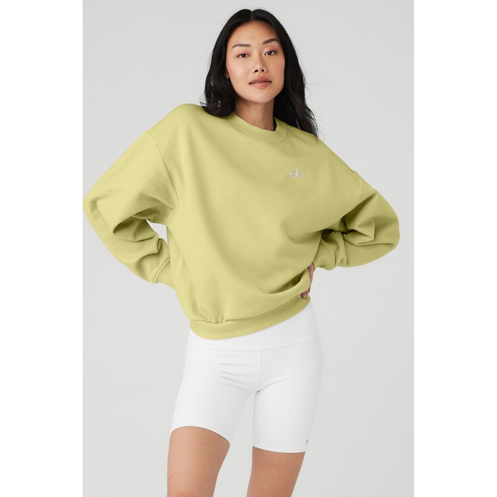 Alo Yoga Accolade Crew Neck Pullover Damen Grau Gelb | BAPLYN830