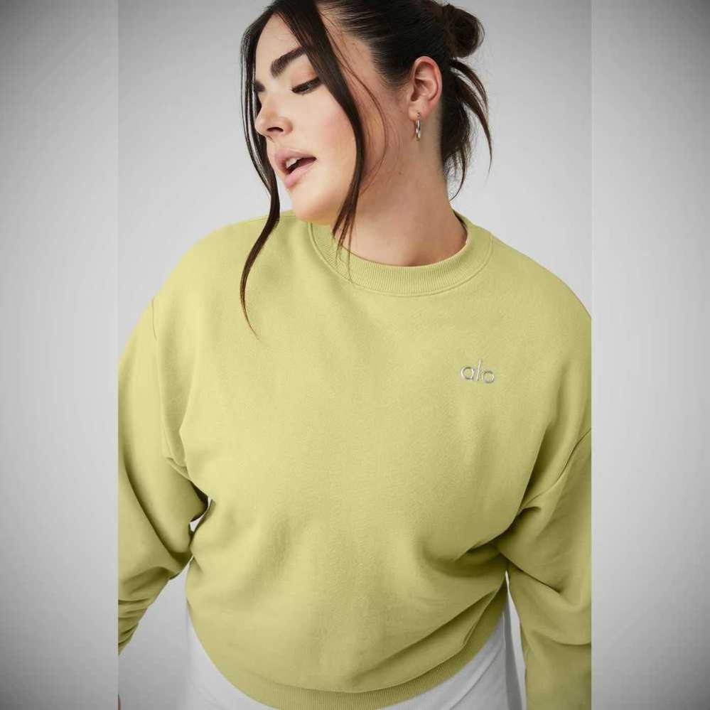 Alo Yoga Accolade Crew Neck Pullover Damen Grau Gelb | DAVZQC830