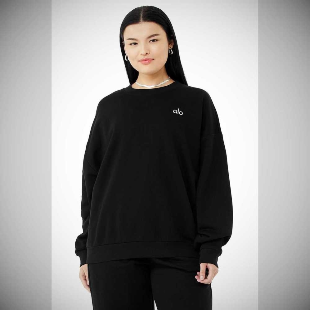 Alo Yoga Accolade Crew Neck Pullover Damen Schwarz | KNTEOZ483