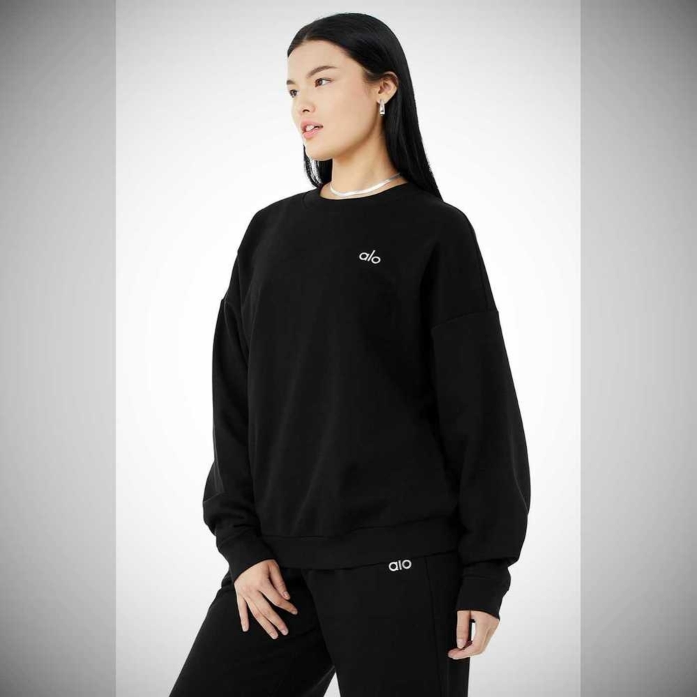 Alo Yoga Accolade Crew Neck Pullover Damen Schwarz | KNTEOZ483