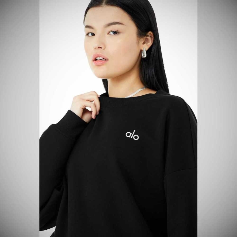 Alo Yoga Accolade Crew Neck Pullover Damen Schwarz | KNTEOZ483