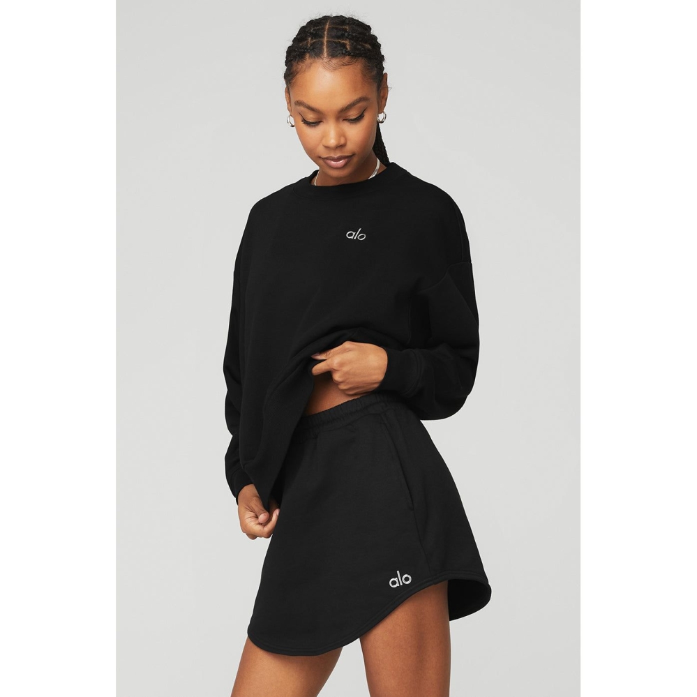 Alo Yoga Accolade Crew Neck Pullover Damen Schwarz | KNTEOZ483