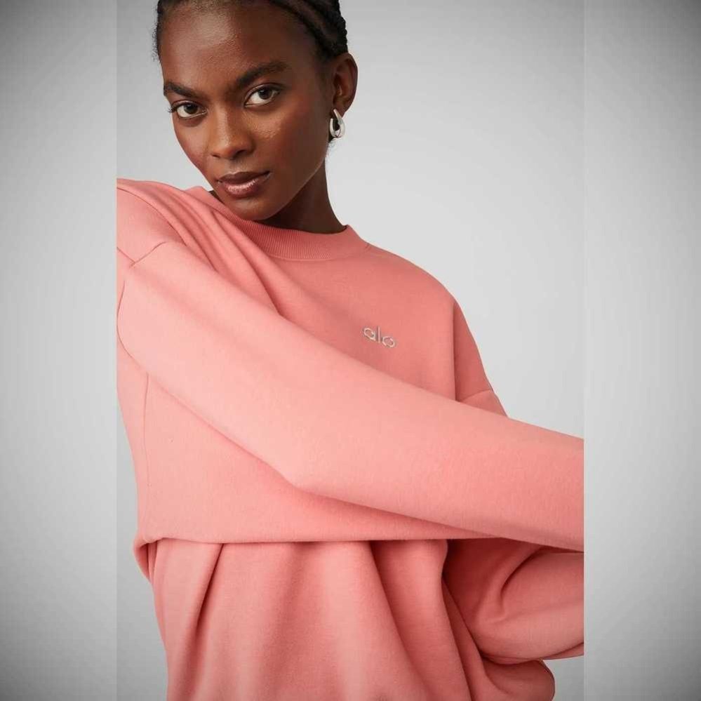 Alo Yoga Accolade Crew Neck Pullover Damen Rosa | KZIPYA271