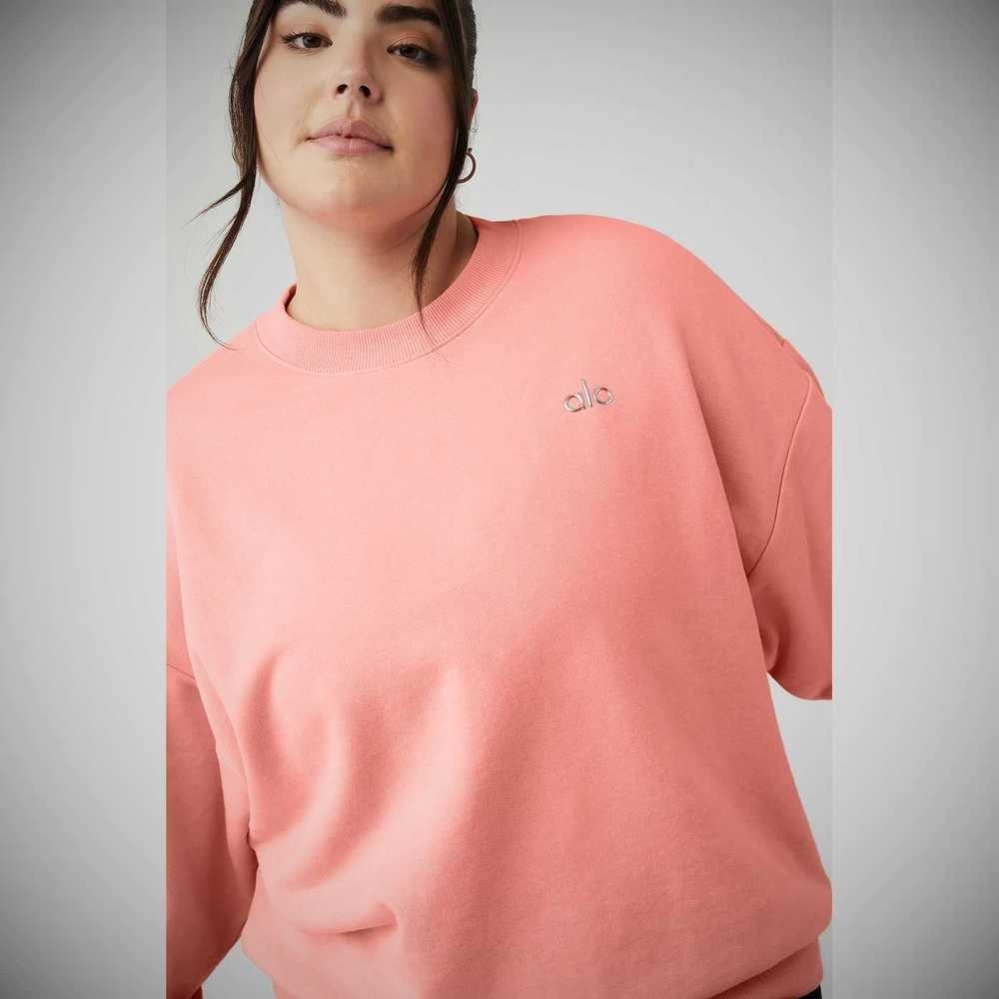 Alo Yoga Accolade Crew Neck Pullover Damen Rosa | KZIPYA271