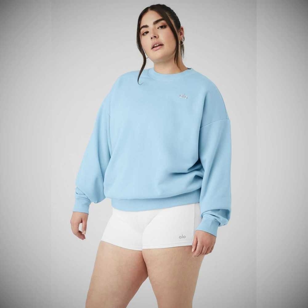 Alo Yoga Accolade Crew Neck Pullover Damen Blau | LCIEMJ695