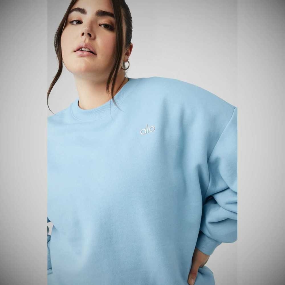 Alo Yoga Accolade Crew Neck Pullover Damen Blau | LCIEMJ695